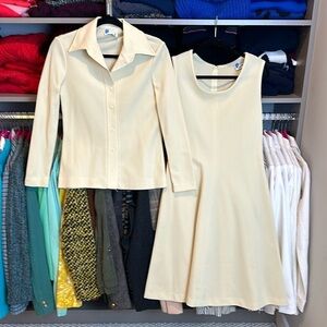 Vintage 70’s Fairfield Oak Tree yellow  button down shirt and dress suit size 2​